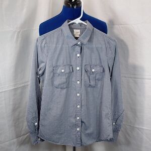 J. Crew Women's Blue Button-Down Shirt 100% Cotton